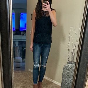 Express black lace tank top